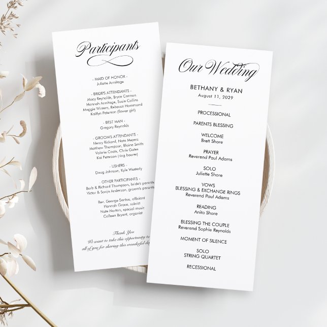 Fancy Script Wedding Day Program Programme (Creator Uploaded)