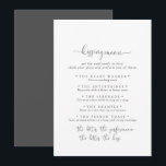 Fancy Script Wedding Kissing Menu Game Card<br><div class="desc">This fancy script wedding kissing menu game card is perfect for a modern wedding reception. The simple and elegant design features classic and fancy script typography in black and grey.</div>
