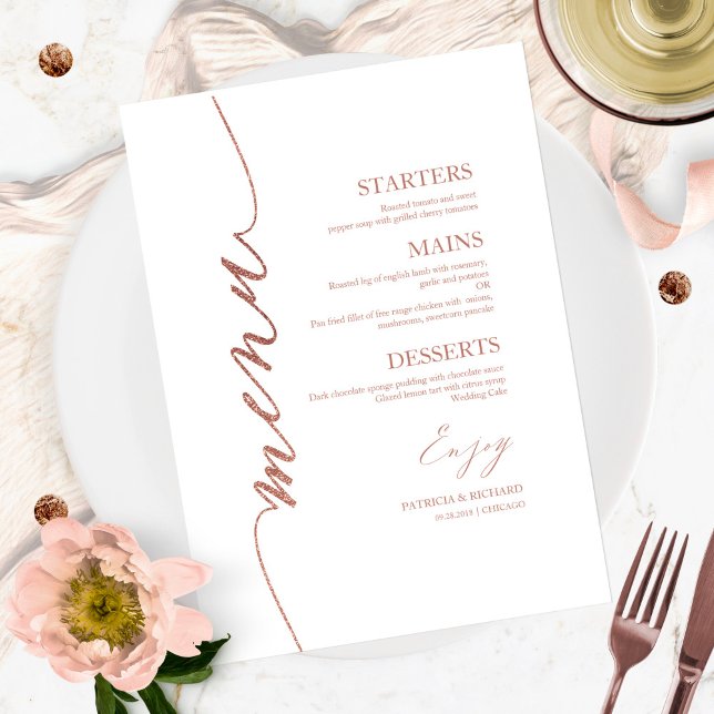 Fancy Script Wedding Menu Card For Plate (Creator Uploaded)