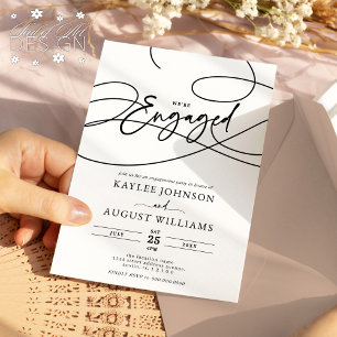 Fancy Script We're "Engaged" Engagement Party Invitation