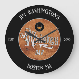 Fancy Script Whiskey Bar Large Clock