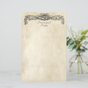 Fancy Scrollwork Old Parchment with Your Name  Stationery