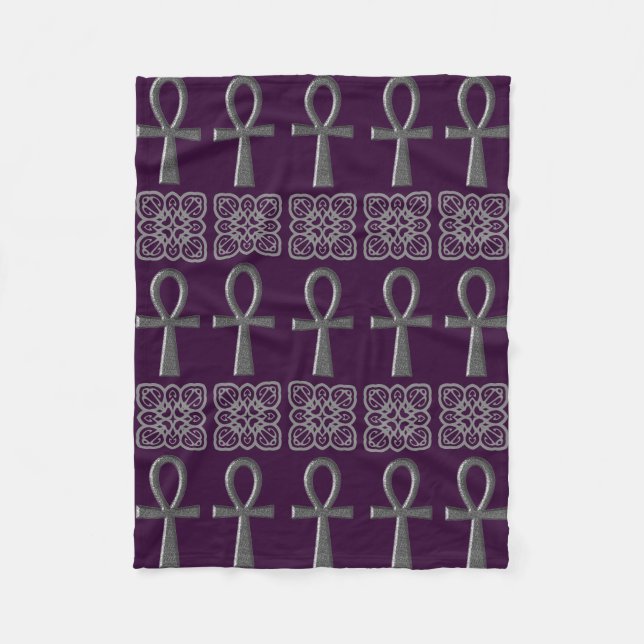 Fancy Silver Ankh Fleece Blanket (Front)