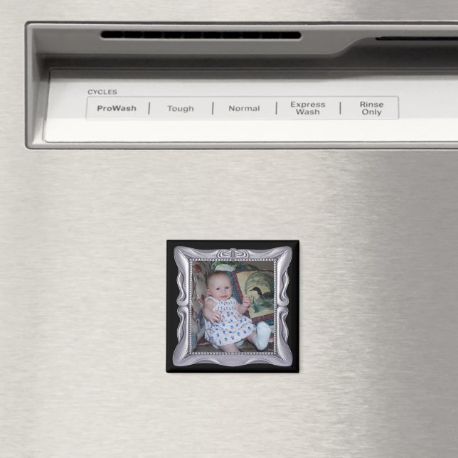 Fancy Silver Frame Add Photo Here Magnet (In Situ (Dishwasher))