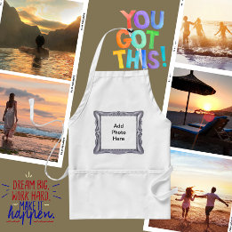 Fancy Silver Frame Add Photo Here Standard Apron