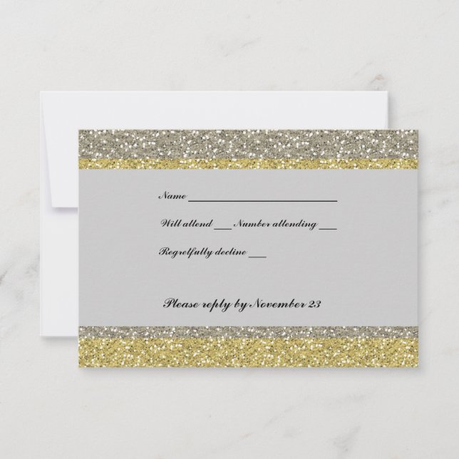 Fancy Silver Gold Glitter RSVP Card (Front)