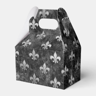 Fancy Silver Grey on Black Fleur de Lis Favour Box