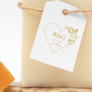 Fancy Simple Initials Wedding Flower Garland Heart Rubber Stamp