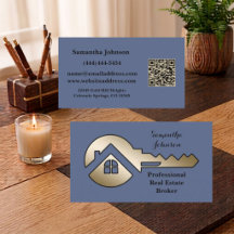 Fancy Slate Blue with Gold Key QR Code Real Estate