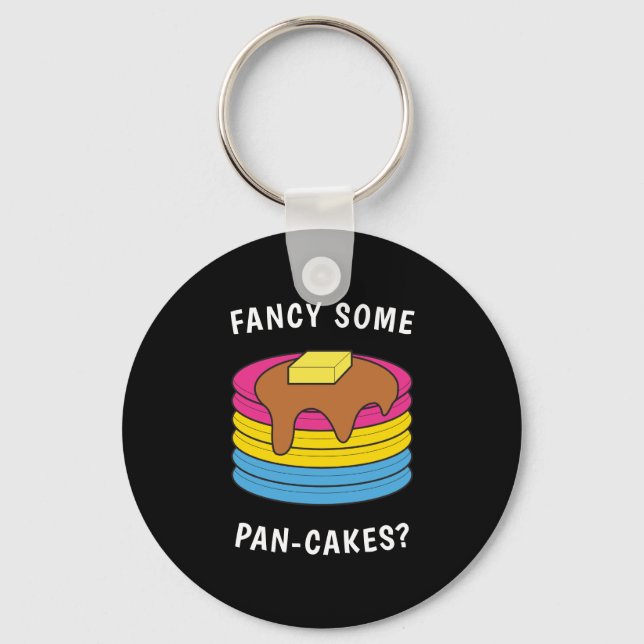 Fancy Some Pan-cakes Funny LGBTQ Pansexual Pride Key Ring (Front)