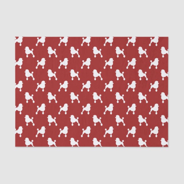 Fancy Standard Poodle Silhouettes Pattern Red Tissue Paper (Front)