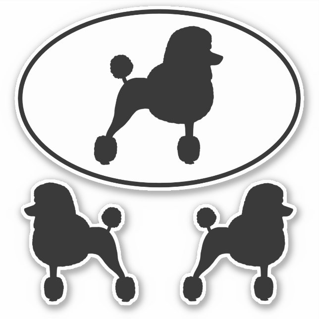 Fancy Standard Poodle Silhouettes Vinyl Stickers (Front)