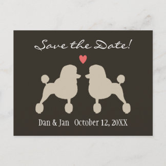 Fancy Standard Poodles Wedding Save the Date Announcement Postcard
