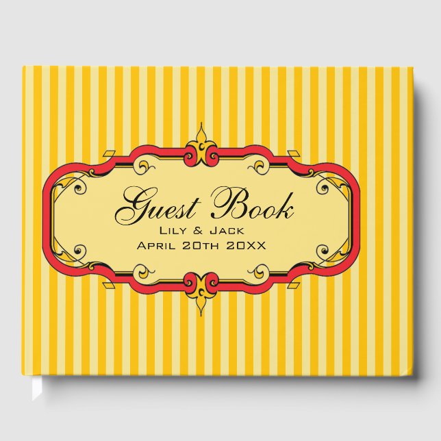 Fancy Striped Guest Book (Front)