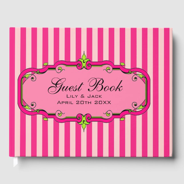 Fancy Striped Guest Book (Front)