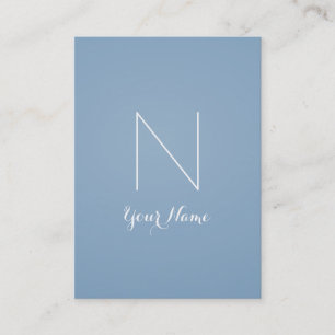 Fancy Stunning Monogrammed Dusk Blue and Titanium Business Card