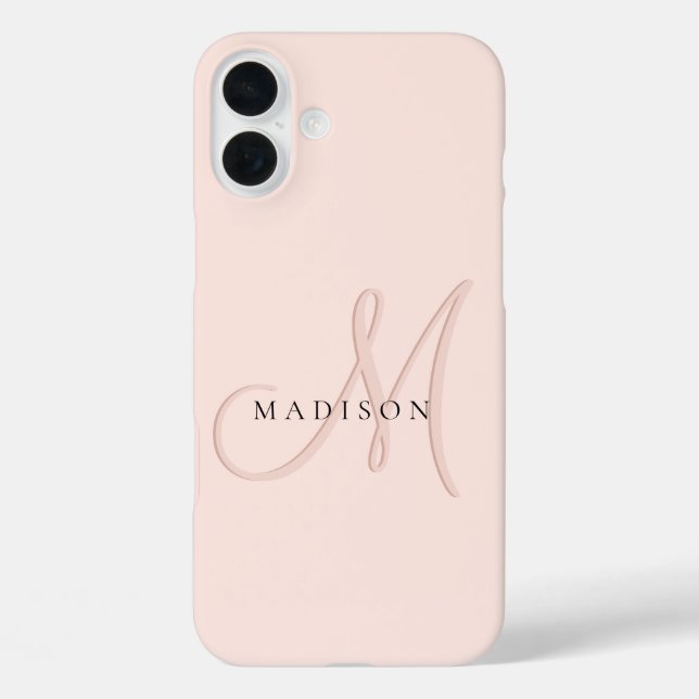 Fancy Stylish Blush Pink Monogram Script Case-Mate iPhone Case (Back)