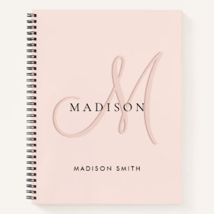 Fancy Stylish Blush Pink Monogram Script Notebook