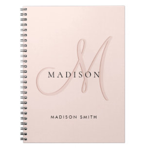 Fancy Stylish Blush Pink Monogram Script Notebook