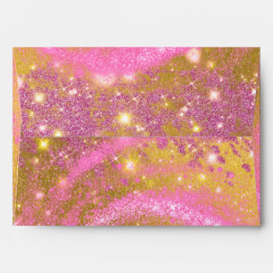 Fancy Stylish Sparkly Pink and Gold Glitter Foil  Envelope