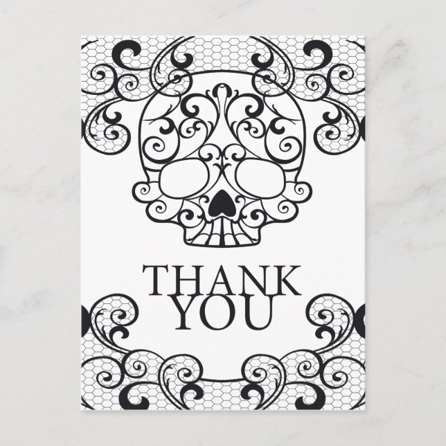Fancy Sugar Skull Thank you Postcards (Front)