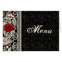 Fancy Sugar Skull Wedding Table Menu Card