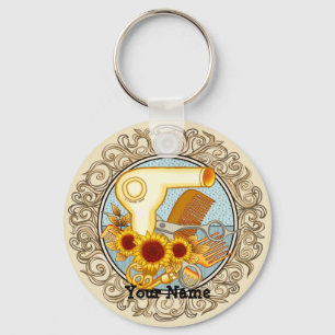 Fancy Sunflowers Beautician   Key Ring