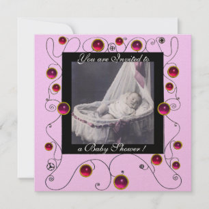 FANCY SWIRLS BABY SHOWER MONOGRAM,photo template