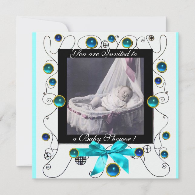 FANCY SWIRLS BABY SHOWER MONOGRAM,photo template (Front)