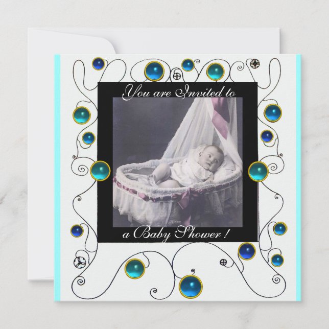 FANCY SWIRLS BABY SHOWER MONOGRAM,photo template (Front)