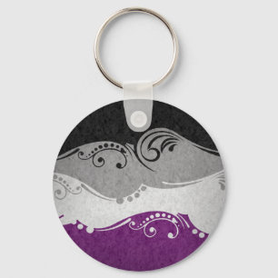 Fancy Swooped and Swirled Asexual Pride Flag  Key Ring