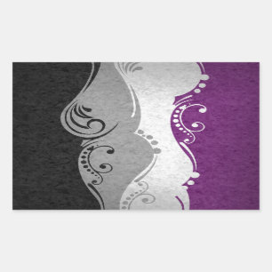 Fancy Swooped and Swirled Asexual Pride Flag  Rectangular Sticker