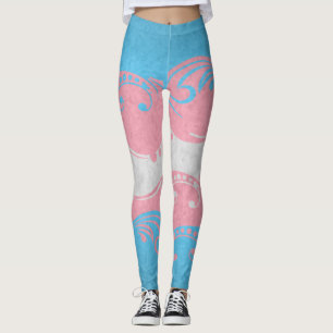Fancy Swooped and Swirled Transgender Pride Flag Leggings