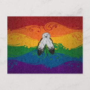 Fancy Swooped and Swirled Two-Spirited Pride Flag  Postcard