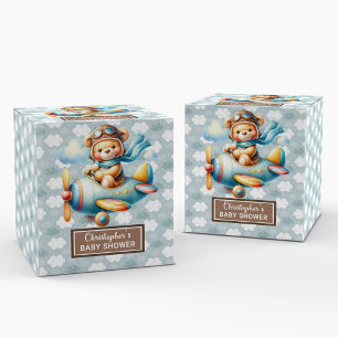 Fancy Teddy Bear Pilot Baby Shower Favor Box