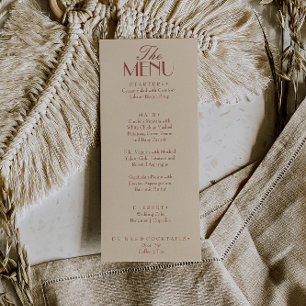 Fancy Terracotta Boho Old Money Luxury Wedding Menu