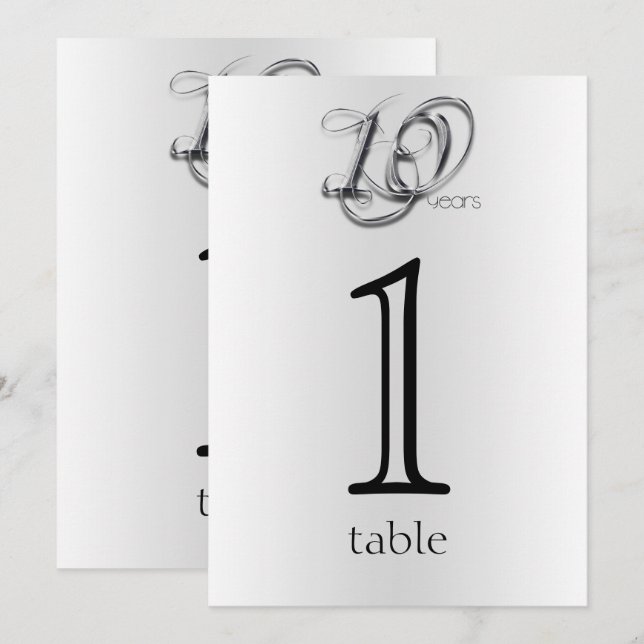 Fancy Tin 10th Anniversary Table Number (Front/Back)