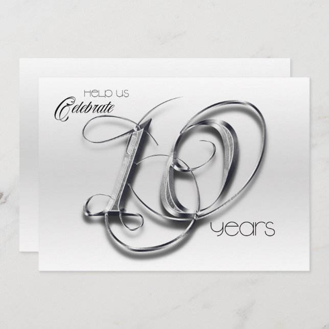 Fancy Tin 10th Wedding Anniversary Invitation (Front/Back)