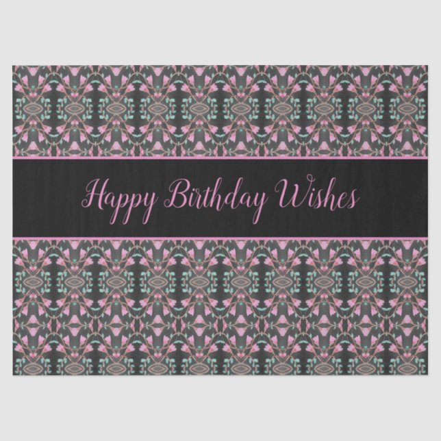 Fancy Tissue Paper With Happy Birthday Wishes (Front)
