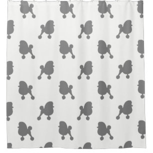 Fancy Toy Poodle Silhouettes Pattern Shower Curtain