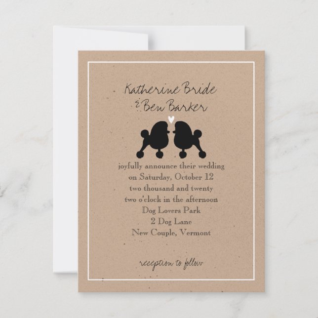 Fancy Toy Poodles Wedding Invitation (Front)