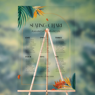 Fancy Tropical Flowers Wedding Seating Chart