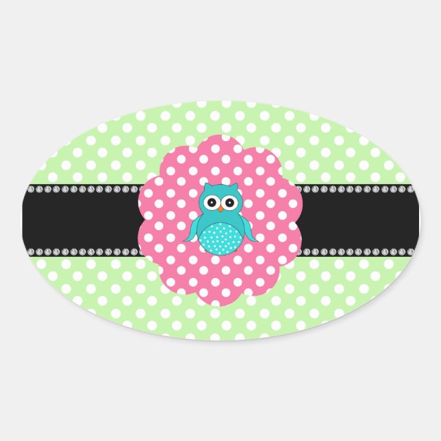 Fancy turquoise owl oval sticker (Front)