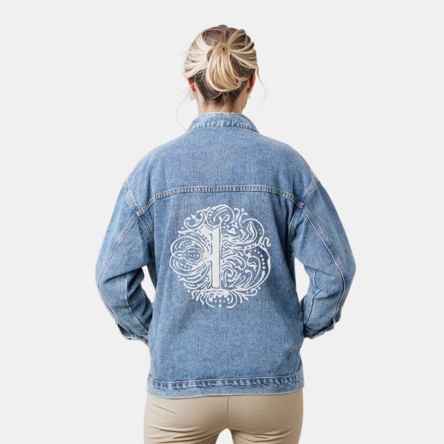 Fancy Victorian Calligraphy Monogram I Womens Denim Jacket (Model)