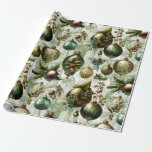 Fancy Victorian Ornaments II Wrapping Paper<br><div class="desc">Pretty Vintage Victorian ornaments and greenery.</div>