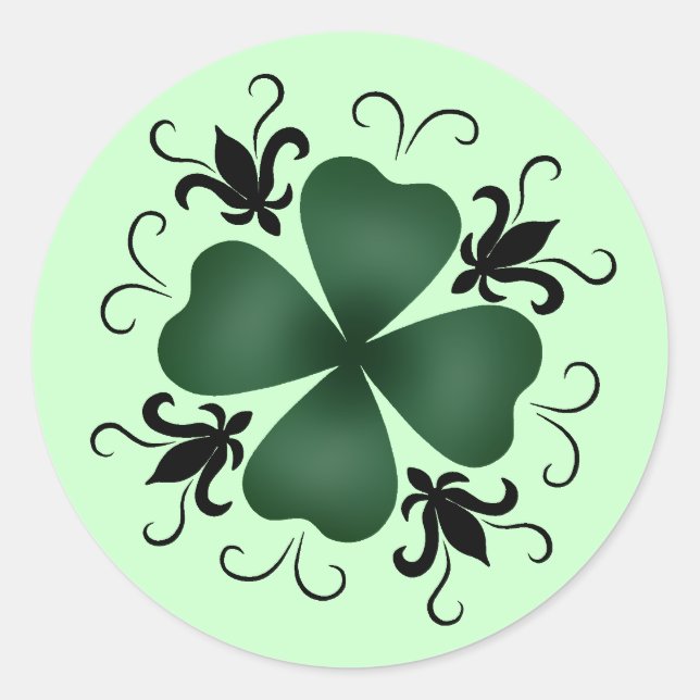 Fancy Victorian shamrock Classic Round Sticker (Front)