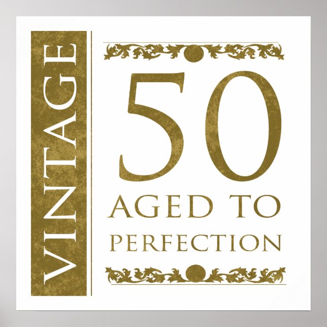 Fancy Vintage 50th Birthday Poster (Front)