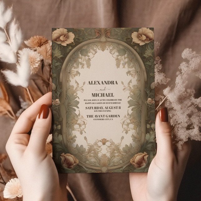 Fancy Vintage Art Nouveau Floral Wedding Invitation (Creator Uploaded)