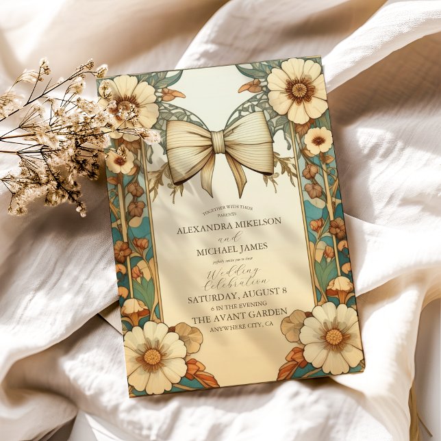 Fancy Vintage Floral Art Nouveau Wedding  Invitation (Creator Uploaded)