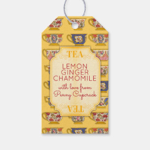 Fancy vintage teacups personalized tea blend gift tags